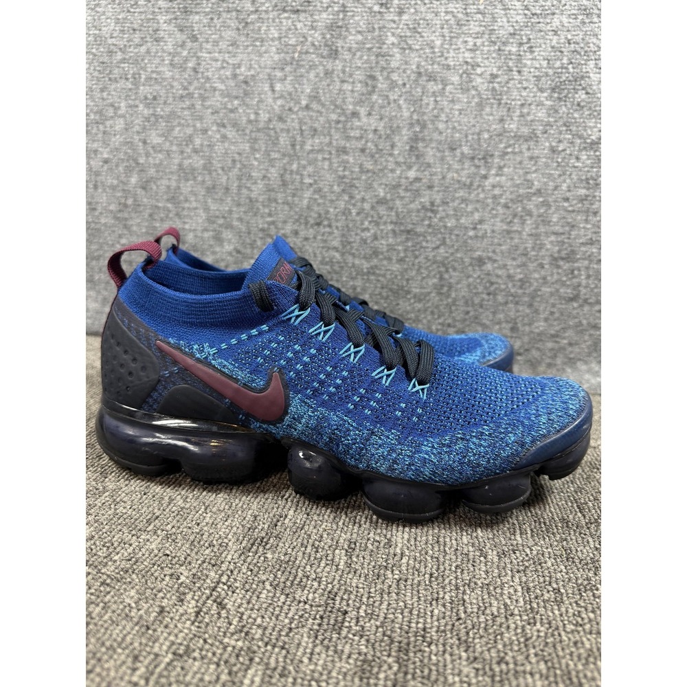 Nike Air VaporMax Flyknit 2 Shoes Mens 8 Blue Maroon Sneakers 942842-401 - Picture 4 of 14
